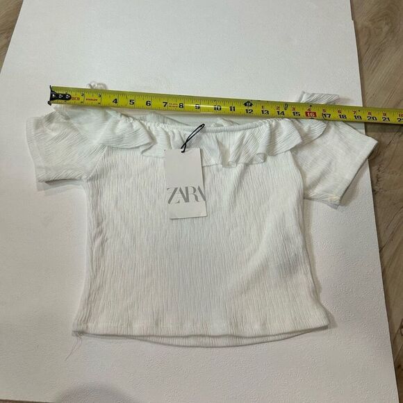Zara Off The Shoulder Crop Top white size Lgirls halter cute lace stretch teen p - Picture 6 of 7